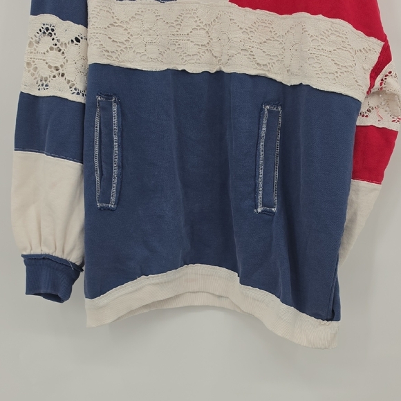 We The Free Colorblock Rugby Pullover - Navy, Red, Cream Size M - Picture 3 of 9
